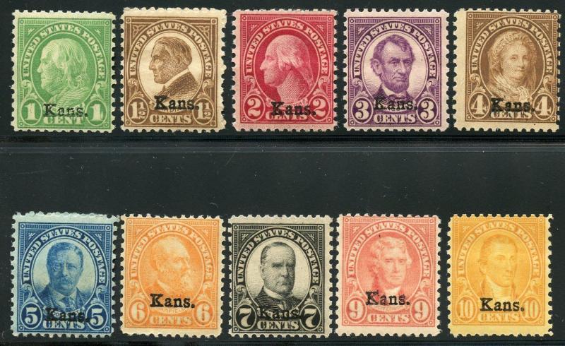 UNITED STATES KANSAS OVERPRINTS SCOTT#658//668 MISSING 8c  VALUE   MINT NH