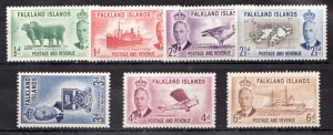 1952 Falkland Islands Sc# 107-13 low denominations of set - KGVI - MH Cv$36.90