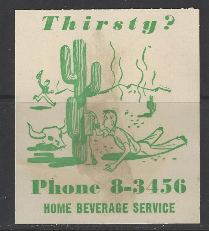 Vintage Home Beverage Service Promotional Poster Stamp  (AW107)