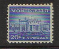 #1047 MNH  20c Monticello 1954-61 Liberty Series