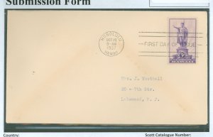 US 799 3c hawaii FDC, october 18, 1937 honolulu, hawaii, addressed w/o cachet, toning from env. gum