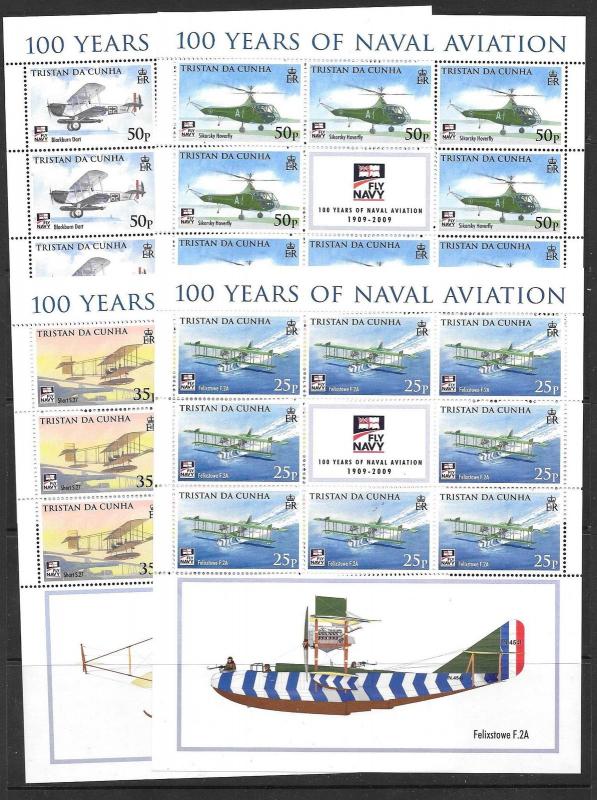 TRISTAN DA CUNHA SG939/42 2009 NAVAL AVIATION SHEETLET MNH