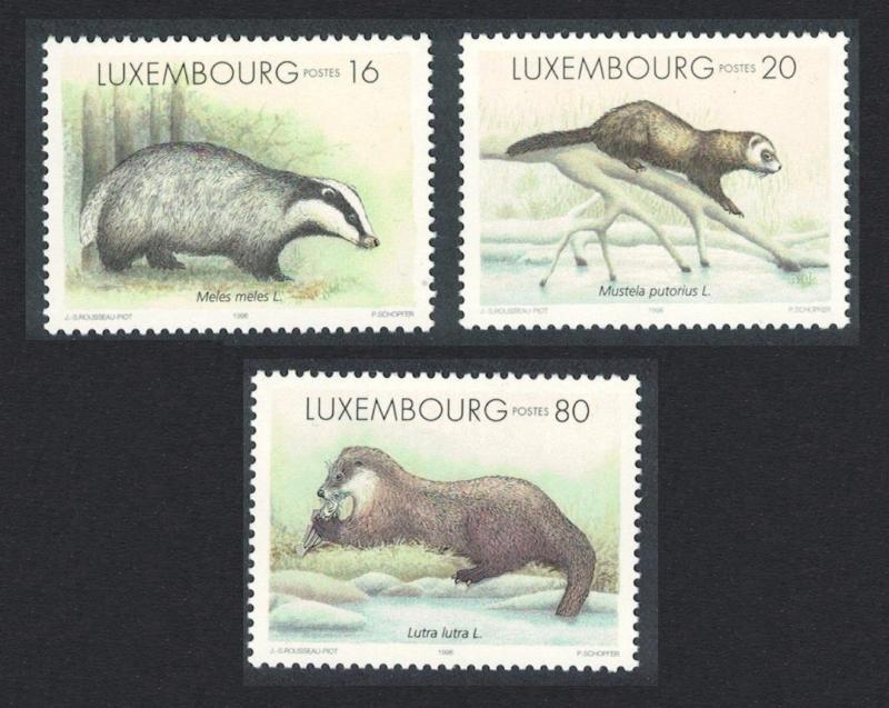 Luxembourg Badger Polecat Otter Wild Animals 3v SG#1428-1430