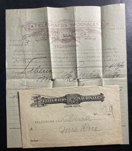 1918 Liberia Costa Rica Telegraph Cover With Contents