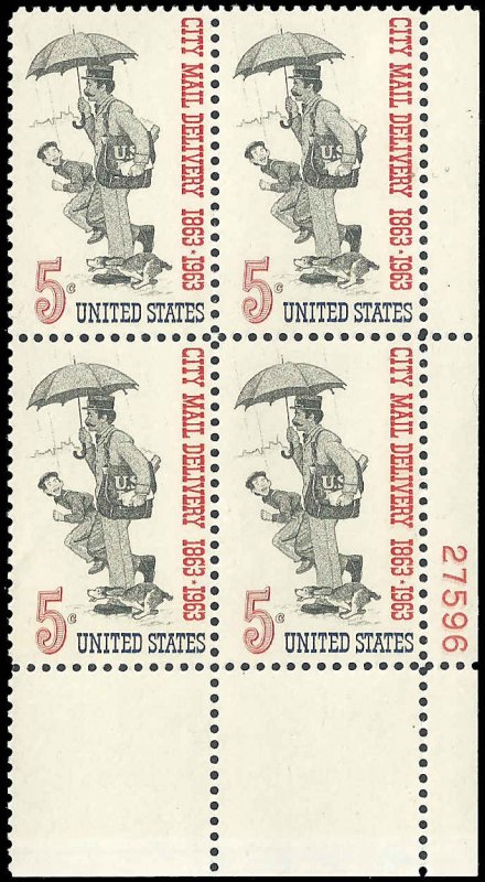 US - #1238 - Plate Block - MNH - SCV-1.00