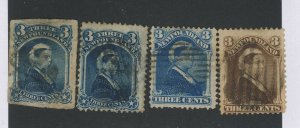 4x Newfoundland 3c Victoria Used Stamps #34 #39 #49-3c #51 Guide Value = $78.00