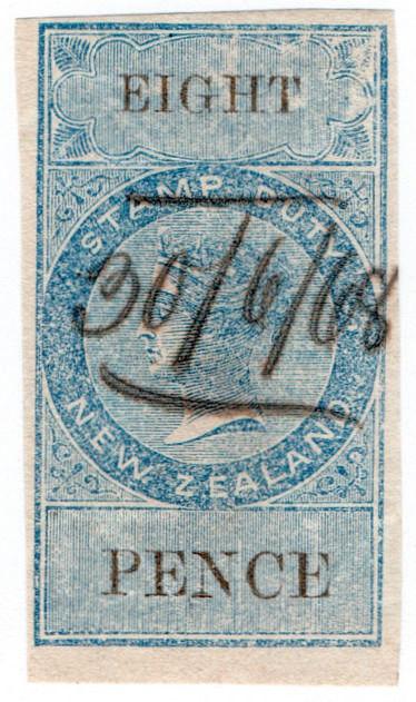 (I.B) New Zealand Revenue : Stamp Duty 8d (reversed watermark)