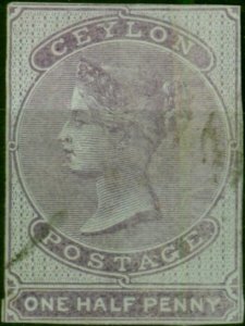 Ceylon 1857 1/2d Reddish Lilac Blued Paper SG16 Good Used