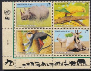 183a United Nations Vienna 1995 Endangered Species Inscription Block MNH