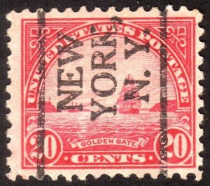 1923, US 20c, Used, New York precancel, Sc 567