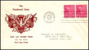 Scott 843 4 Cents Madison Mayne's Cvr FDC Typed Address Coil Pair Planty 843-55