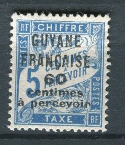 FRENCH GUYANE; 1925-27 early Postage Due Optd. issue fine Mint hinged 60c.