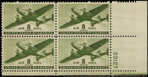 US #C26 8¢ TRANSPORT MNH LR PLATE BLOCK #23127 DURLAND $1.50