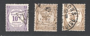 France #J47-49    VF, Used, 10c violet, 20c bister, 30c bister   ...... 2012030