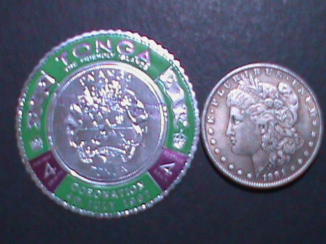 ​TONGA 1967 SC#177 EMBROSSED PALLADIUM FOIL-KING TAUFAAHAU IV LARGE COIN MINT