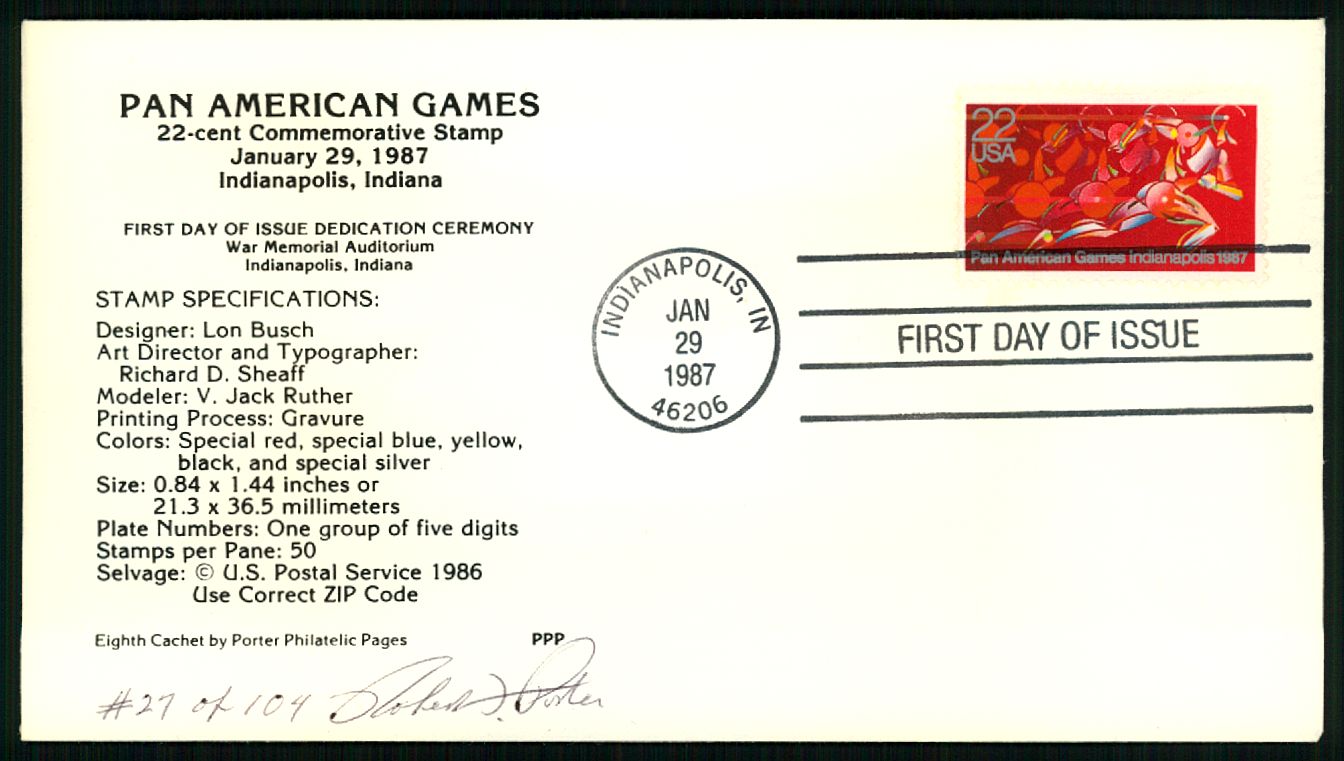 gehandicapt Informeer Anoi 2247 Pan American Games - Porter Cachet! | United States, General Issue  Stamp / HipStamp