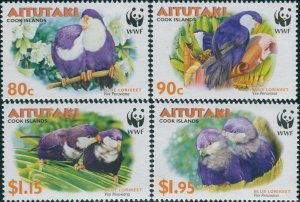 Aitutaki 2002 SG717-720 WWF Blue Lorikeet set MNH