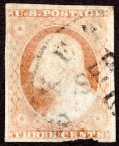 1855, US 3c, Washington, Used, Sc 11