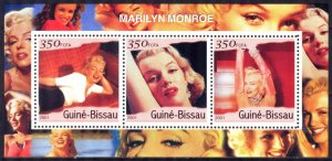 Guinea Bissau 2001 Cinema Marilyn Monroe III sheet of 3 MNH