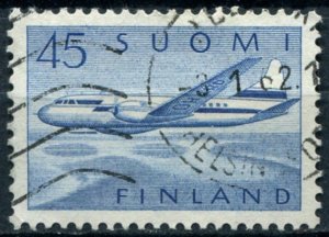 Finland Sc#C7 Used, 45m bl, Aircraft Convair 440 over Lake Landscape (1959)