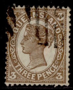 AUSTRALIA - Queensland QV SG240, 3d brown, FINE USED.