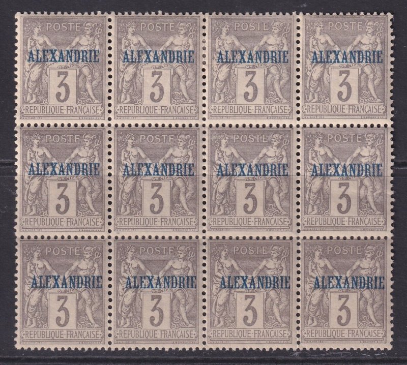 Alexandria (French Offices), Scott 3 (Yvert 3), MOG (10xNH)  block of four