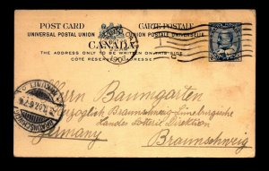 1907 Toronto Postal Card to Braunschweig Germany - L27826