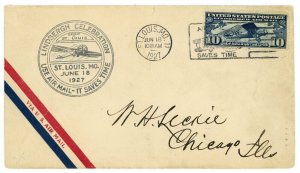 USA #C10 FDC Lindbergh Celebration 1927 St.Louis Airmail First Day Issue Cover 