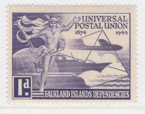1949 British Colonies Falkland Islands 1d MH* Stamp A22P21F9102-