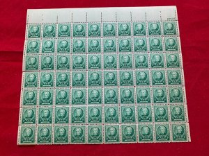 1940 HORACE MANN scott #869 Full Mint MNH Sheet with problem