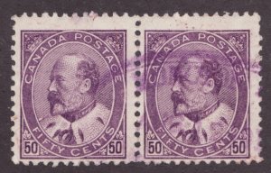 1908 - #95  USED F/VF - 50c Purple - Canadian Edward VII Stamps est$260