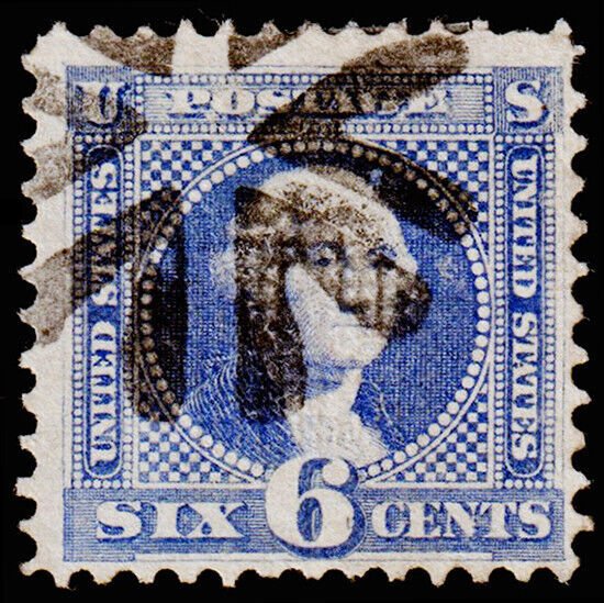 United States Scott 115, Grill 9.5x9 mm (1869) Used F-VF, CV $225.00 J