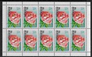 Bermuda #652  Old Garden Rose 10c sheet of 10 1993 MNH