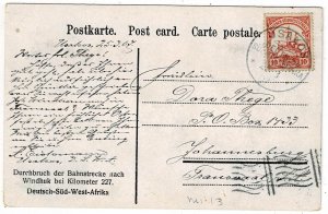 German South West Africa 1907 Usakos cancel on postcard to Transvaal