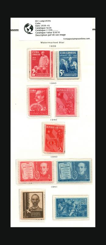 VINTAGE:CUBA 1939-42 OGNH,359...ASST LOT181939X