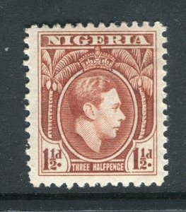 NIGERIA; 1938 early GVI portrait issue fine Mint hinged Shade of 1.5d. value