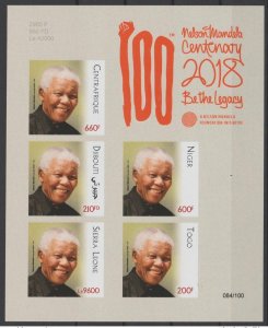 2018 Siamese Joint Issue ND PAN African Postcard Union Nelson Mandela Togo Niger-