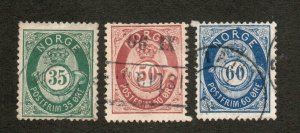 Norway - Sc# 29 - 31 Used / shaded Post Horn       -       Lot 0923114