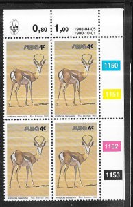 SWA - #450  4c  Dorcas Antelope margin block of 4 (MNH) CV1.25