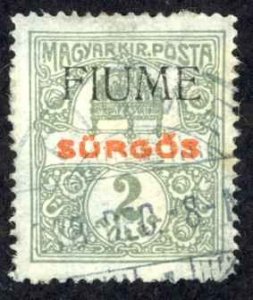 Fiume Sc# E1 Used (a) 1918 Hungary Special Delivery overprinted