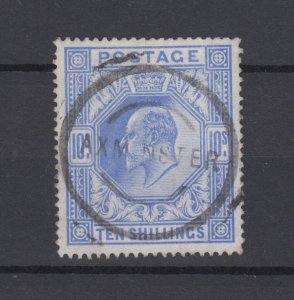 GB KEVII 1902 10/- Ultramarine SG265 Superb Axminster CDS VFU BP13085