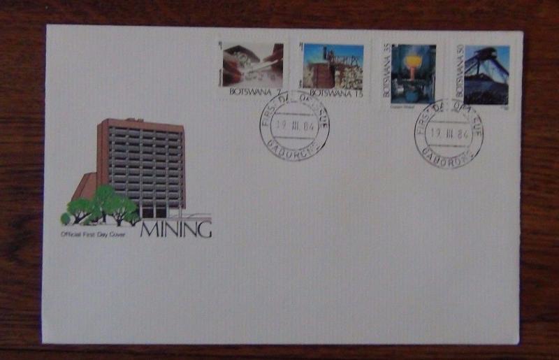 Botswana 1984 Mining set on First Day Cover