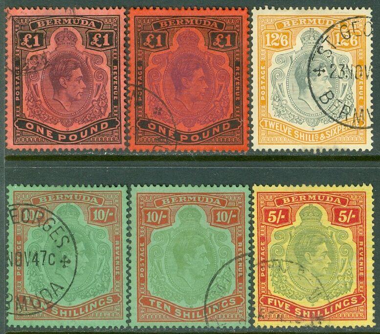 BERMUDA : 1938-53. Stanley Gibbons #118-21 All VF, Used w/ nice cancels Cat £412