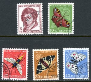 Switzerland B247-51 used nice cancels Pro Juventute Butterfly insect      (In...