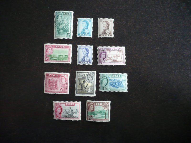 Stamps - Fiji - Scott# 147-152,155-159 - Mint Hinged Part Set of 11 Stamps