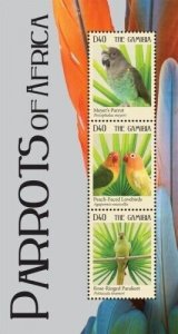 Gambia 2011 - Birds Parrots of Africa - Sheet of 3 stamps - Scott #3370 - MNH