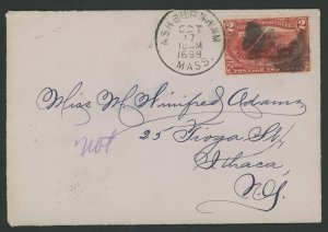 USA 286 - 2 cent Trans Miss on 1898 cover from Ashburnham, MA to Ithaca, NY