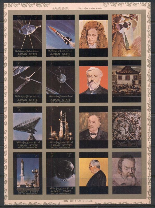 Ajman 1973 Mi#2781-2788B History of Space, Space Programs sheetlet IMPERF MUH