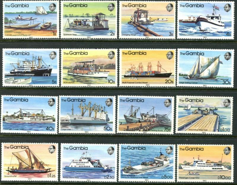 GAMBIA Sc#465-480 SG494-509 1983 River Boats Complete Set OG Mint LH