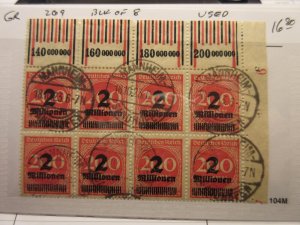 GERMANY, Scott: 269, Corner block of 8, USED, Lot31, Cat: $16.80